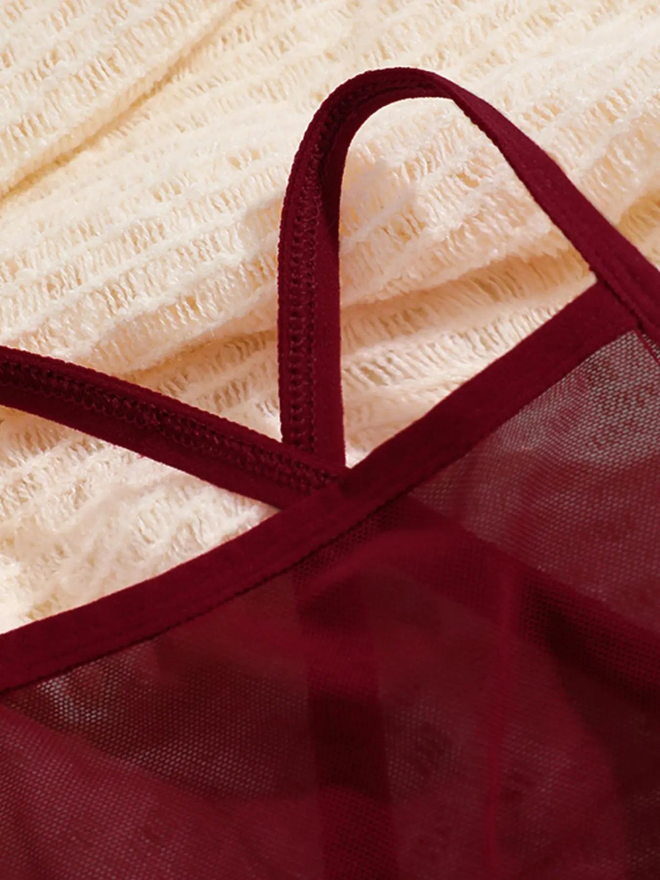 Women'S 2Pcs Solid Contrast Mesh Sheer Criss Cross Backless Lingerie Top, Casual Breathable Comfortable Crop Cami Top for Daily Wear, Ladies Lingerie for All Seasons