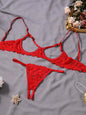 Women'S Floral Lace Sexy Lingerie Underwear Set, Sexy Cut Out Underwire Bra with Adjustable Straps & Open Crotch Design Thong Two-Piece Set, Lingerie Set for Women