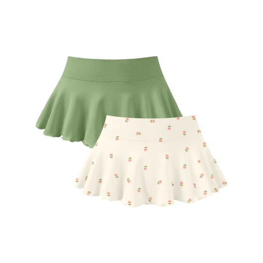 Oqqfitness Womenswear Nylon Fabric Sexy Pleated Mini Skirt Solid Ruffle Lingerie Skirts